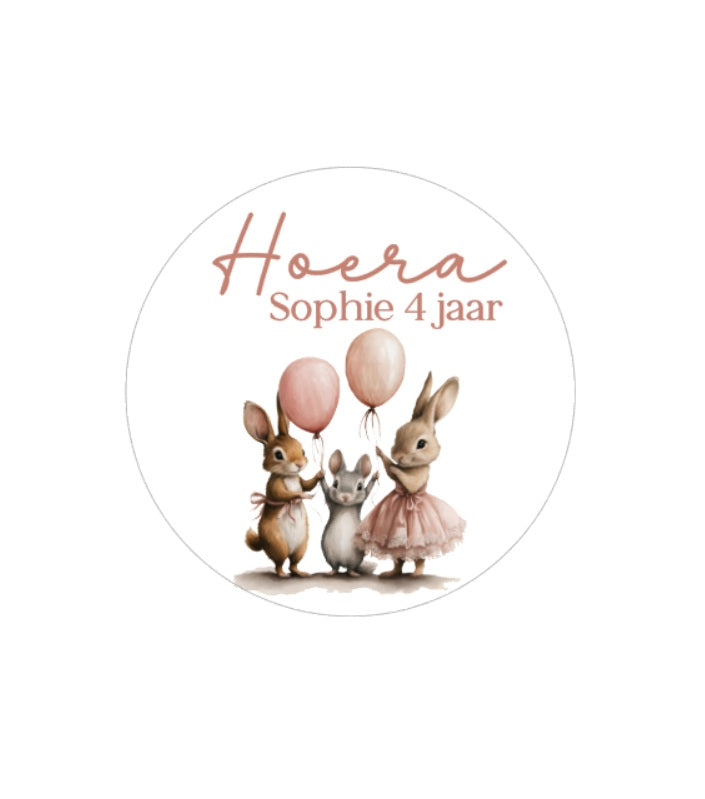 10x Traktatiestickers bunny roze