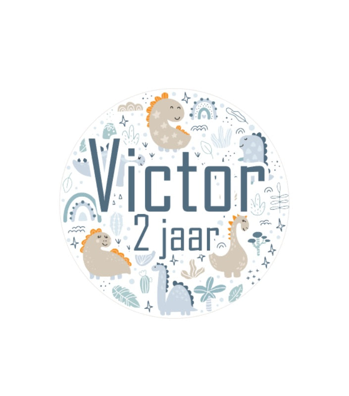 10x traktatie sticker Dino patroon